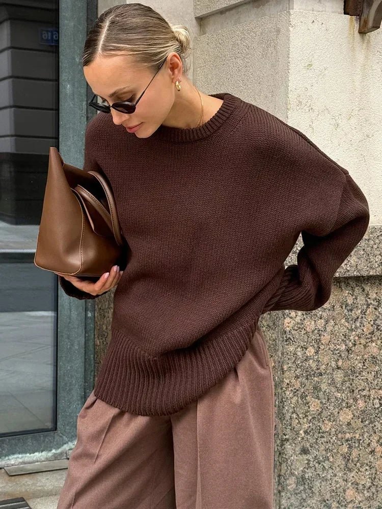 Georgette Gerippter Strickpullover