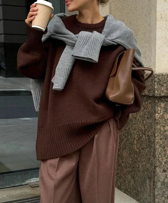 Georgette Gerippter Strickpullover