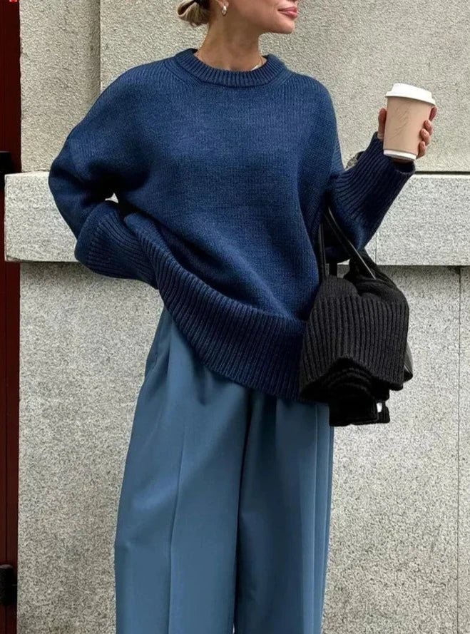 Georgette Gerippter Strickpullover