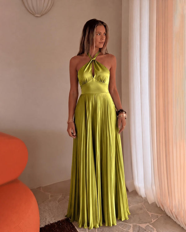 Georgia plissiertes Neckholder-Maxikleid