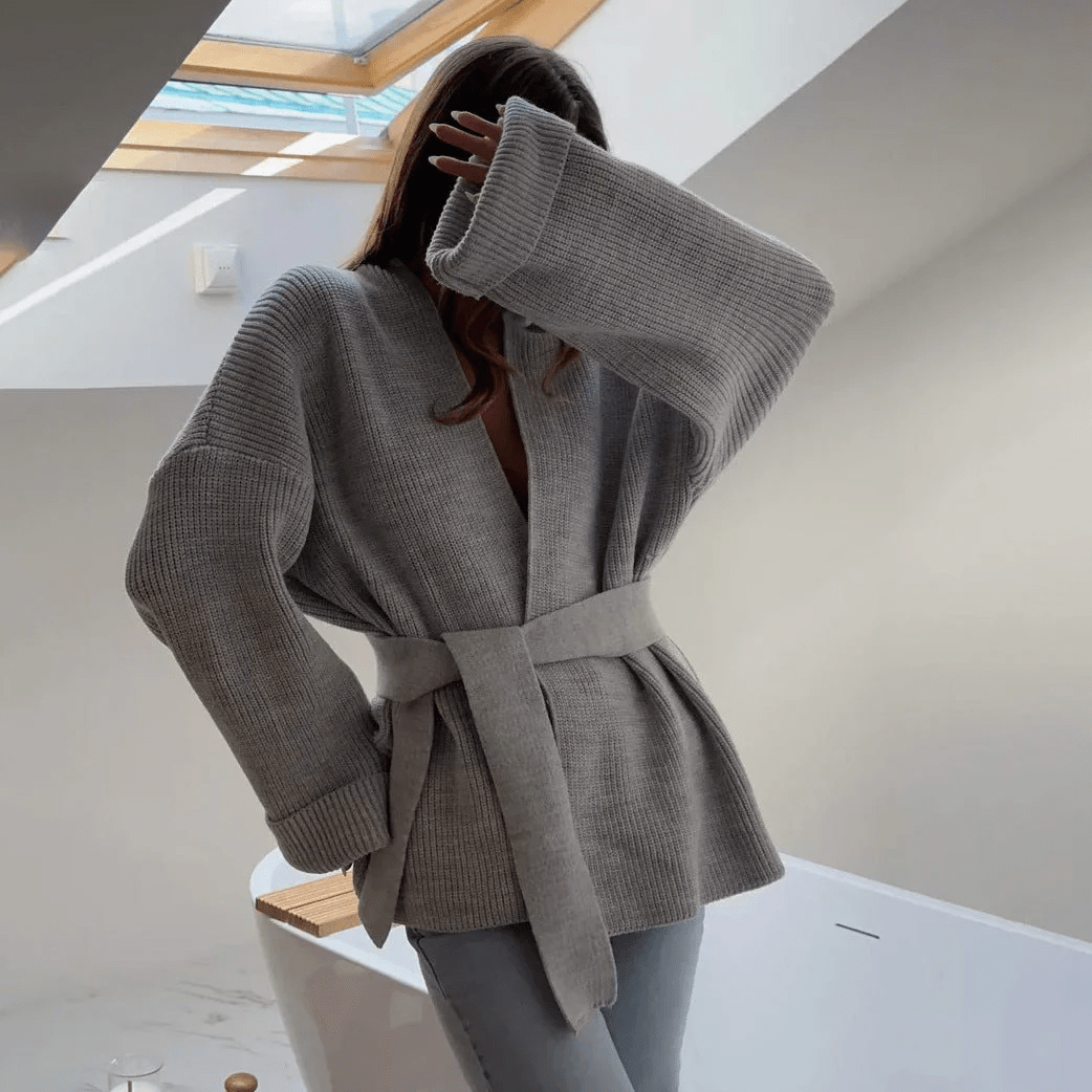 Georgine Wickel-Cardigan mit Gürtel
