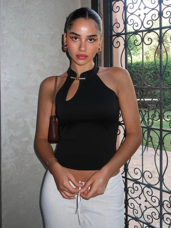 Gerda Crop-Top mit Neckholder und Cut-outs