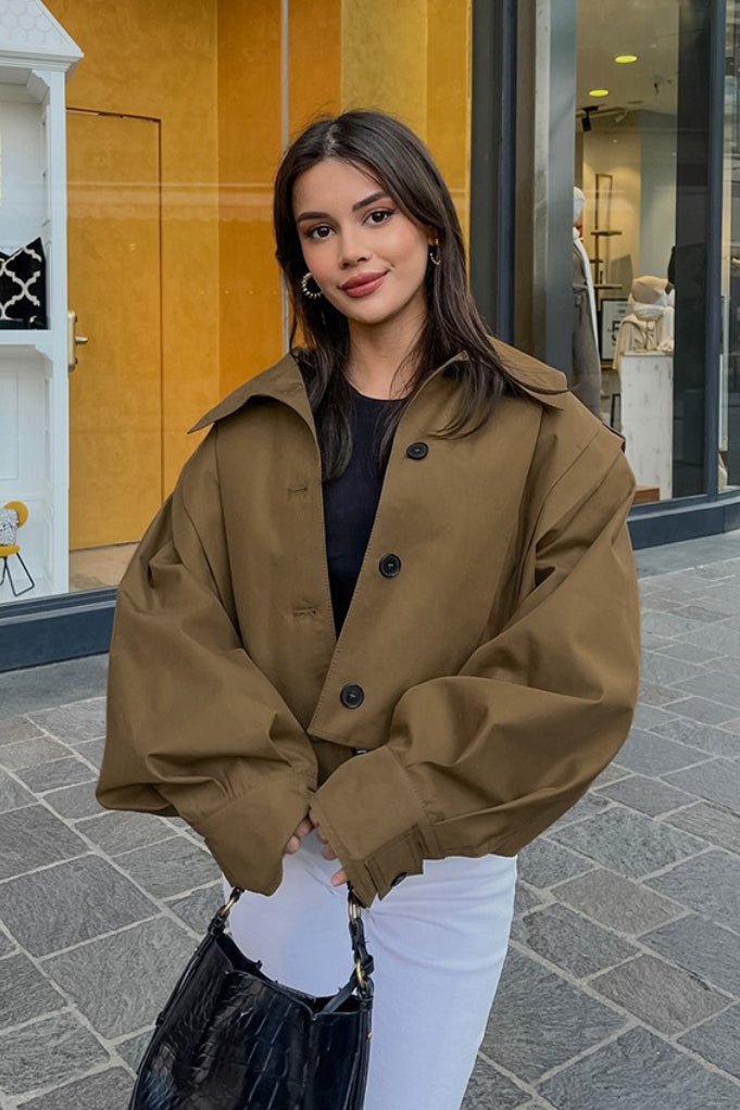 Gina kurze Utility-Jacke mit Falten
