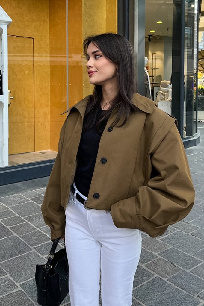 Gina kurze Utility-Jacke mit Falten