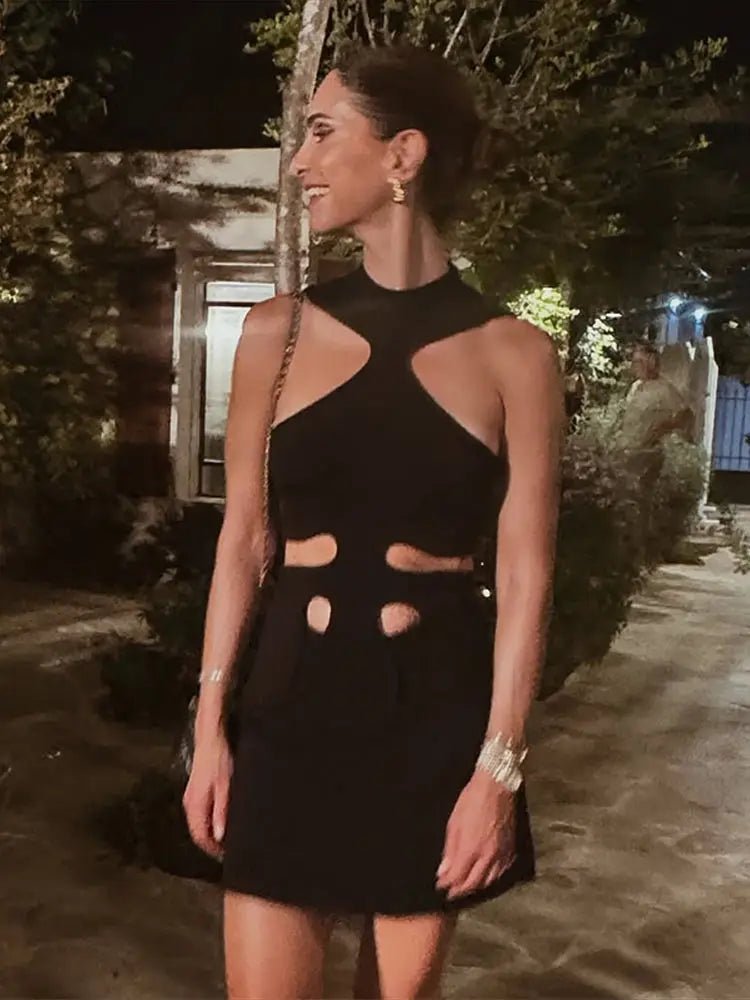 Gisele schulterfreies Neckholder-Min ikleid