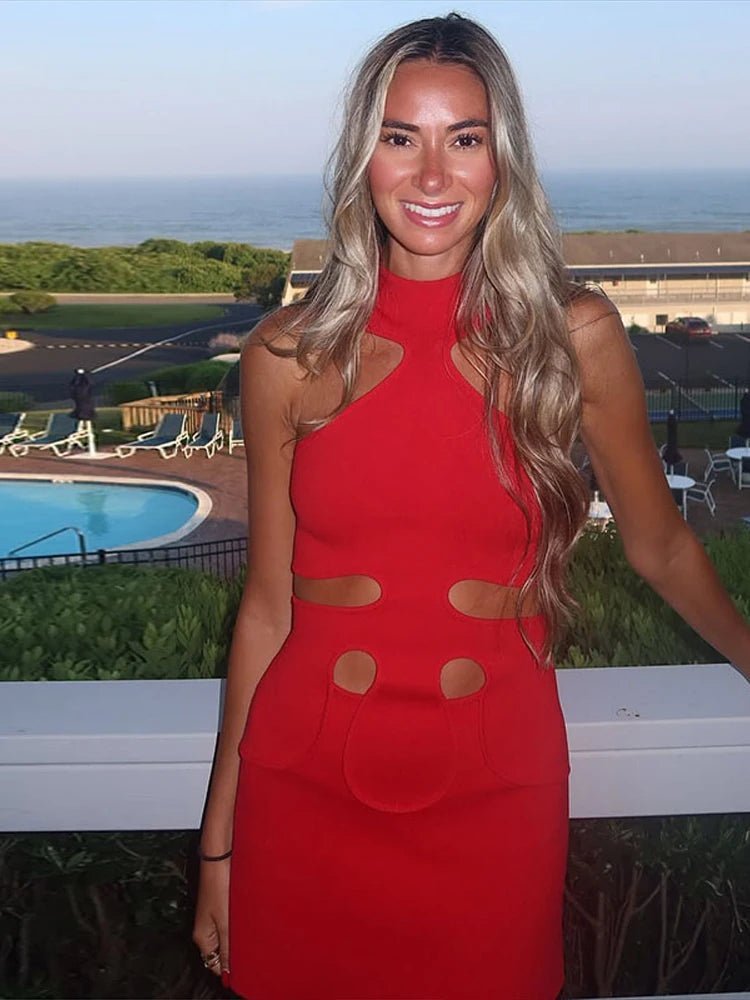 Gisele schulterfreies Neckholder-Min ikleid