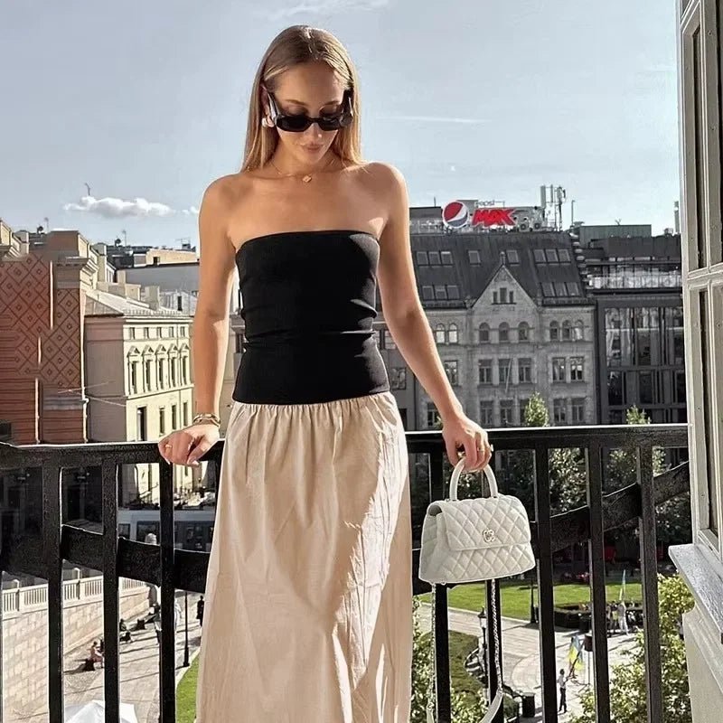Hannah Maxikleid mit kontrastierendem Honor-Detail