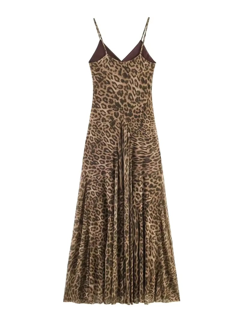 Maxikleid „Hannah“ mit Leopardenmuster und Trägern