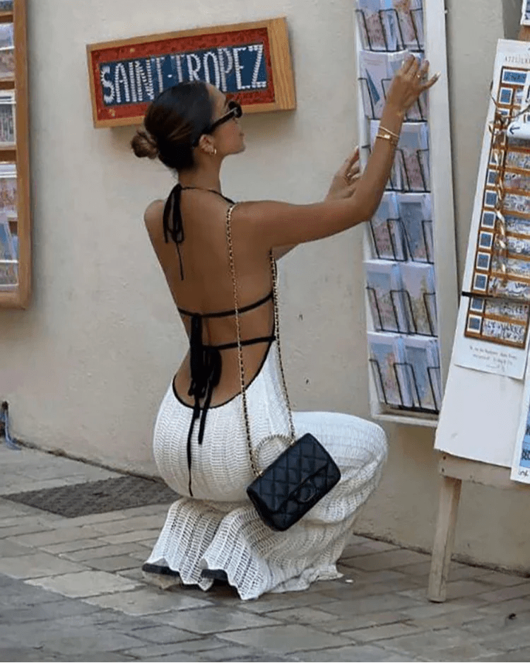 Harley Neckholder-Maxikleid mit Schnürung
