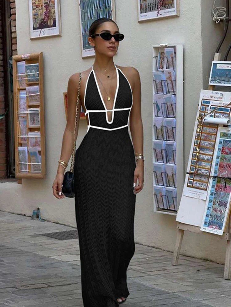 Harley Neckholder-Maxikleid mit Schnürung