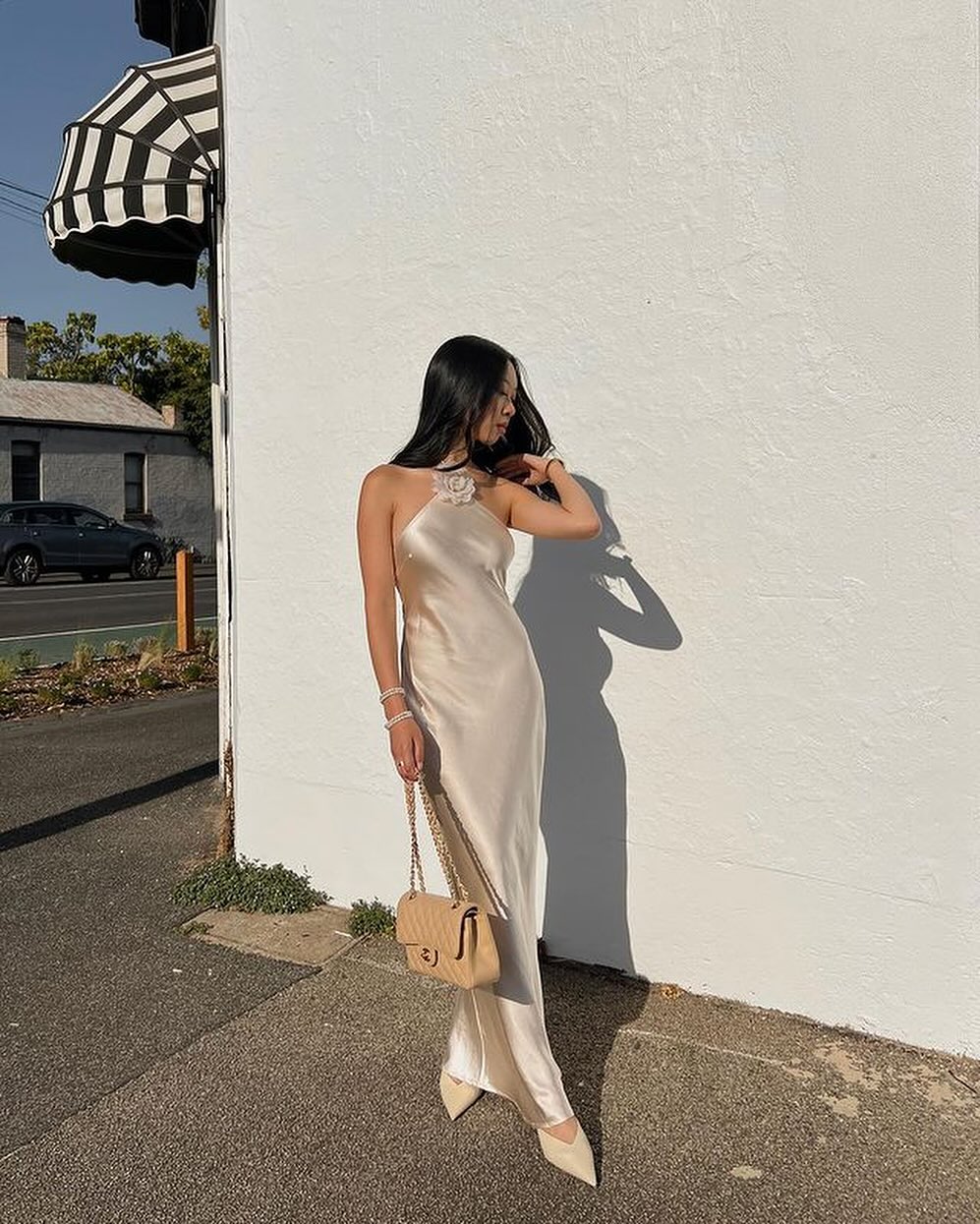Harper Satin-Maxikleid mit Neckholder