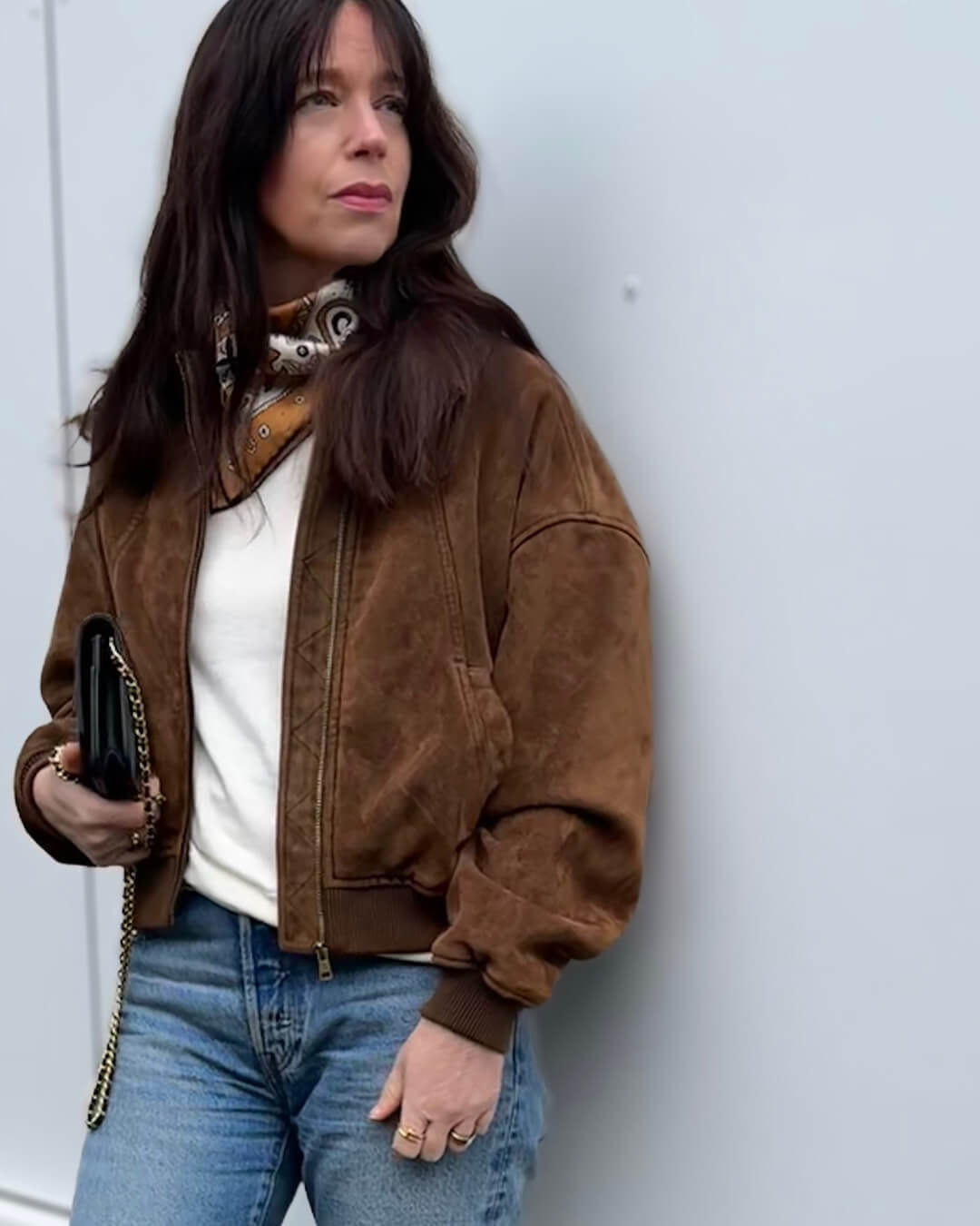 Heather Jacke aus Velourslederimitat