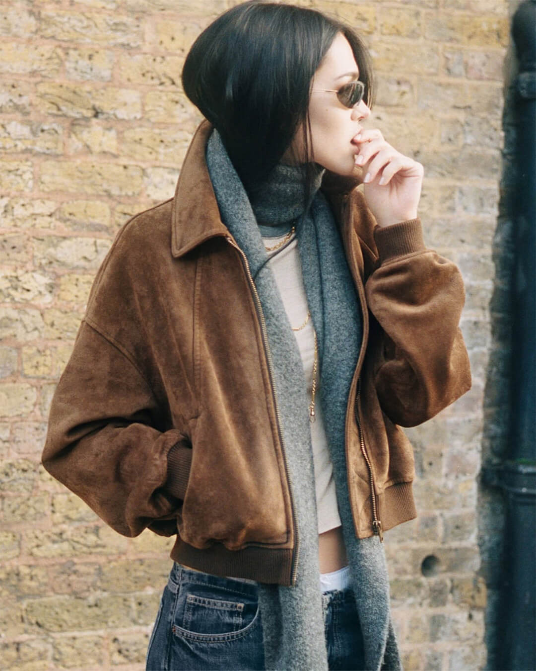 Heather Jacke aus Velourslederimitat