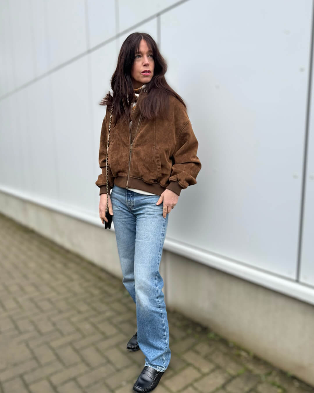 Heather Jacke aus Velourslederimitat