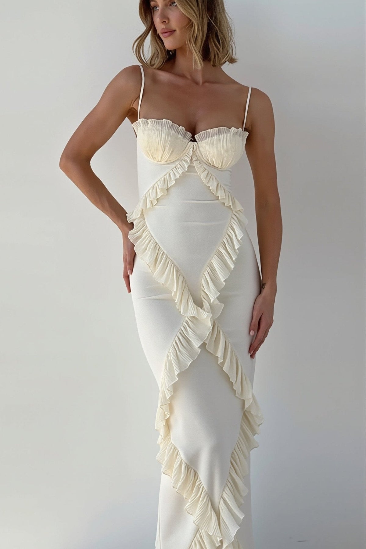 Helen Maxikleid mit Spitze und Volants
