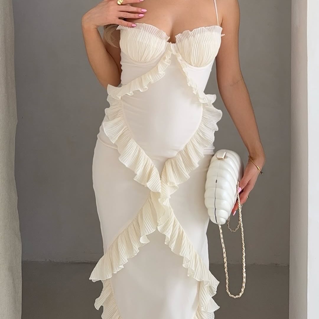 Helen Maxikleid mit Spitze und Volants
