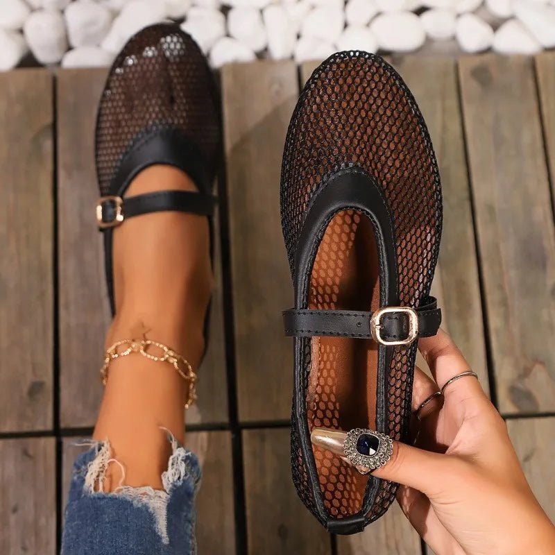 Hermione Mesh Mary Jane Ballet Flats