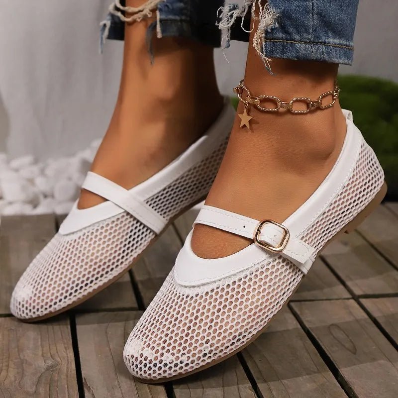 Hermione Mesh Mary Jane Ballet Flats