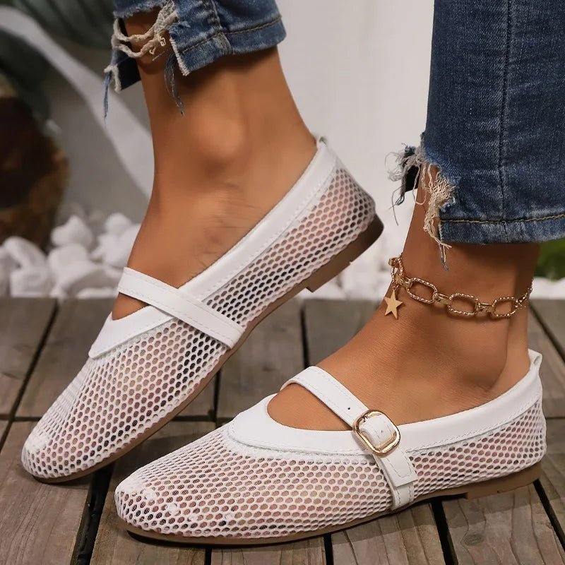 Hermione Mesh Mary Jane Ballet Flats
