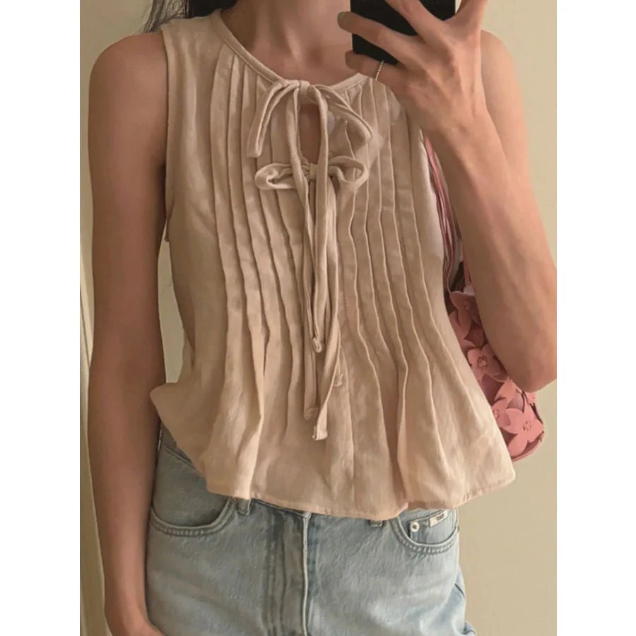 Honora Top mit Rüschenabschluss und Bindeband vorn