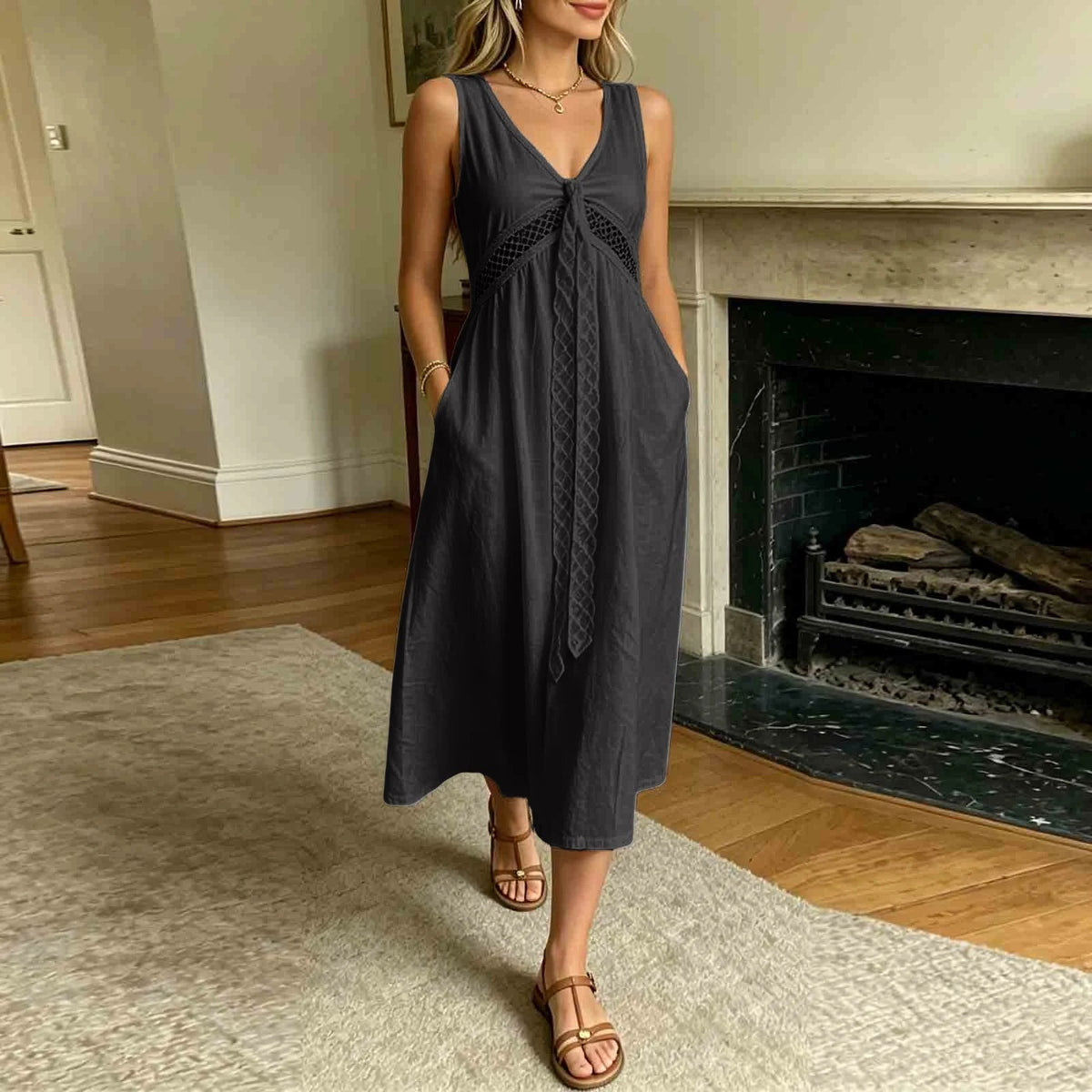 Ilaria A-Linien-Kleid mit Spitzenbesatz