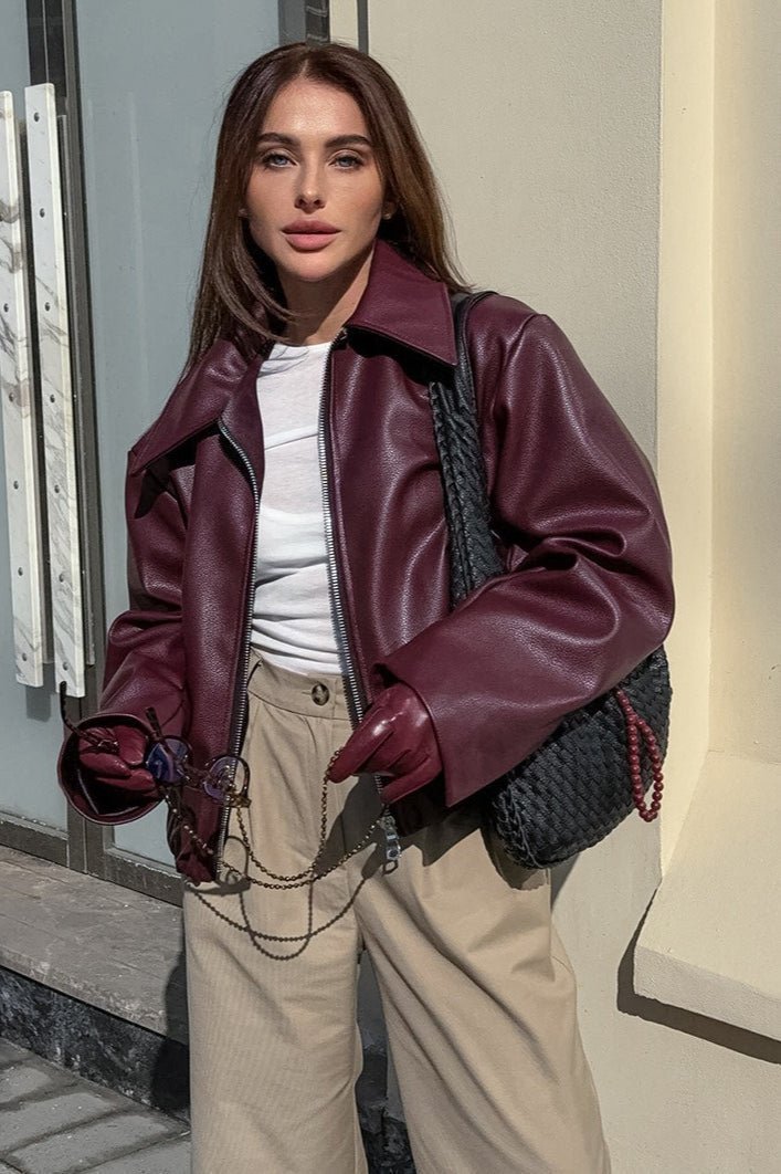 Ilona matte Bikerjacke aus Kunstleder