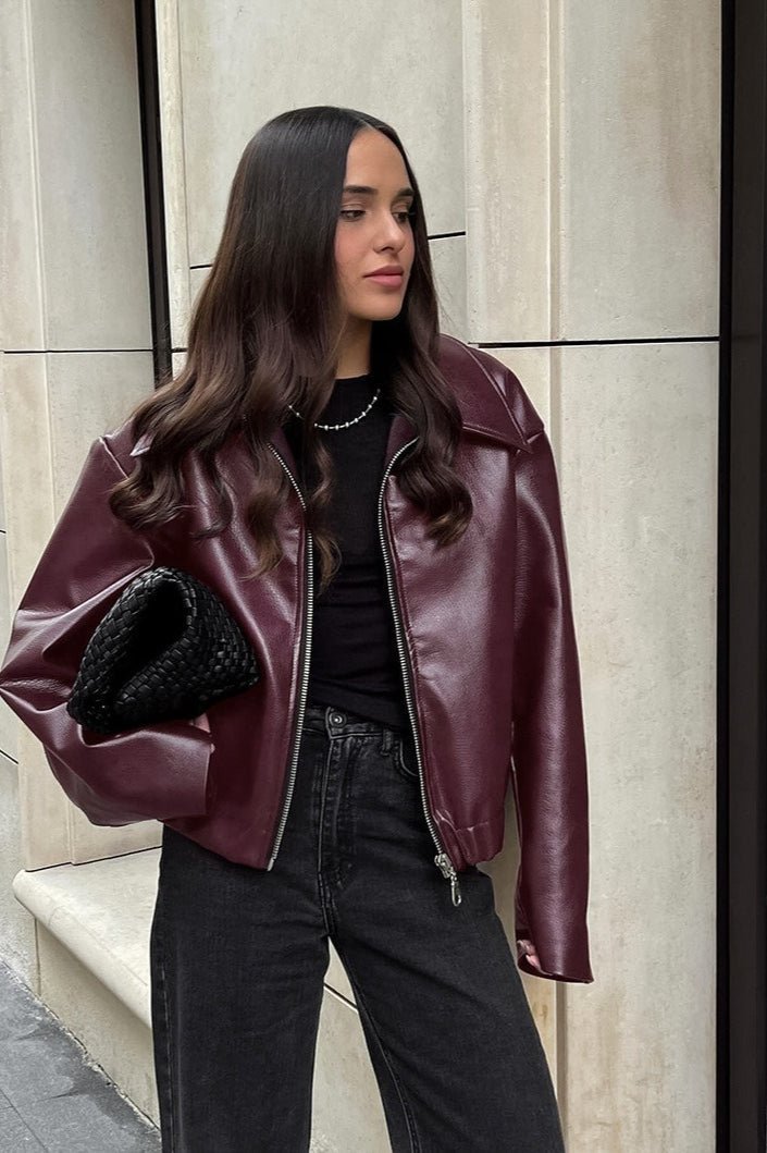 Ilona matte Bikerjacke aus Kunstleder