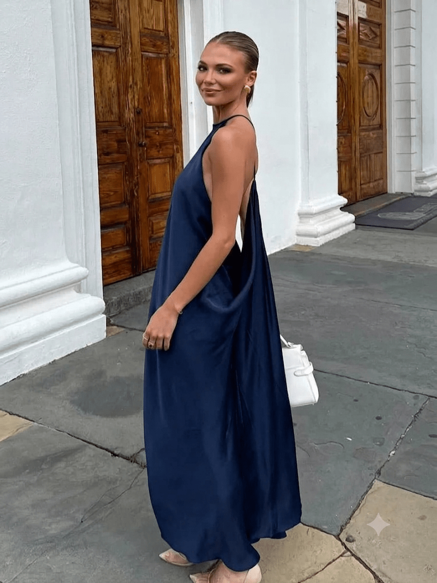 Indira Satin-Neckholder-Maxikleid
