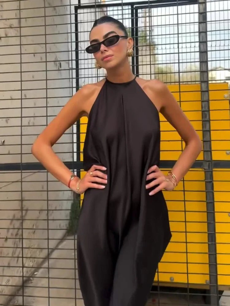 Indira Satin-Neckholder-Maxikleid