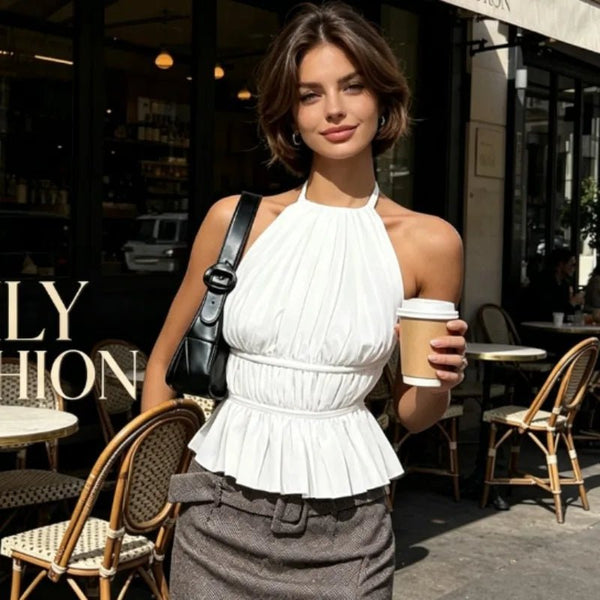Ines Neckholder-Top mit Raffungen