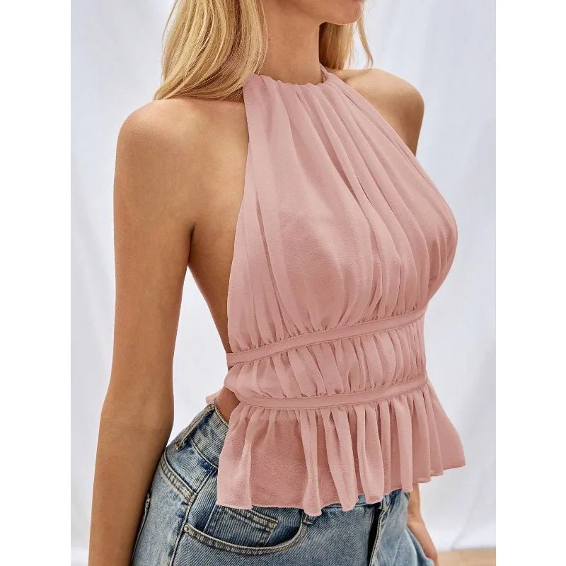 Ines Neckholder-Top mit Raffungen