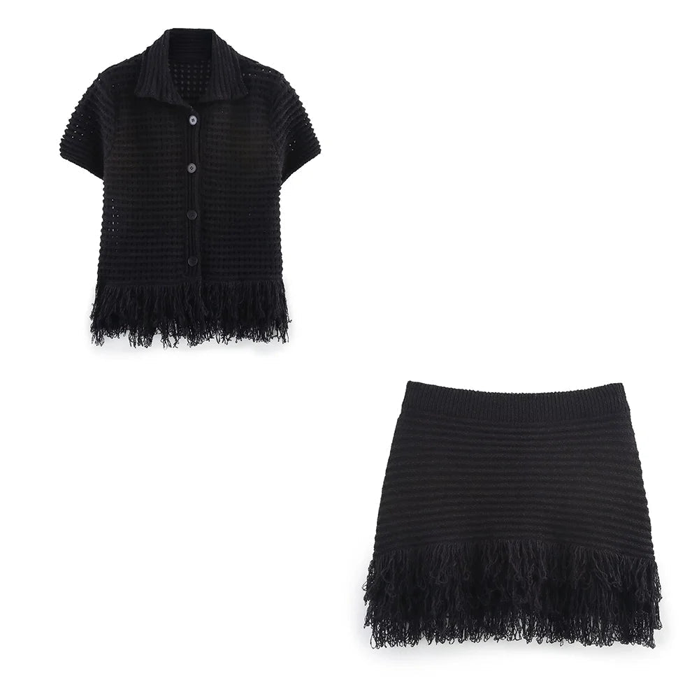 Ioanna gestricktes Rockset mit Quasten