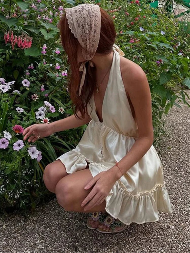 Isabel Satin-Minikleid mit V-Ausschnitt