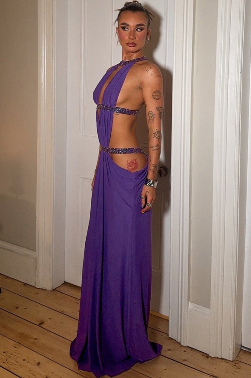 Isolde Maxikleid mit Raffungen und Cut-outs