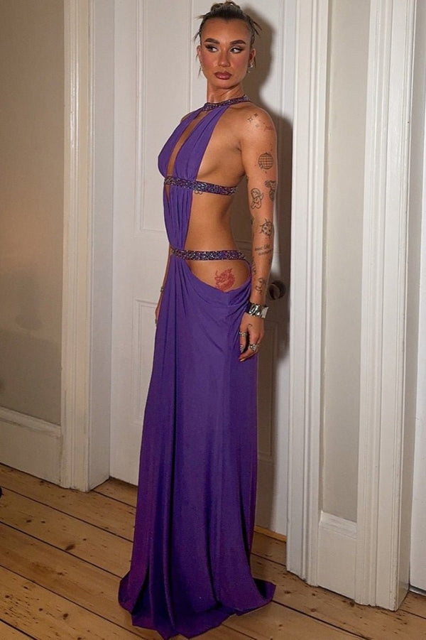 Isolde Maxikleid mit Raffungen und Cut-outs