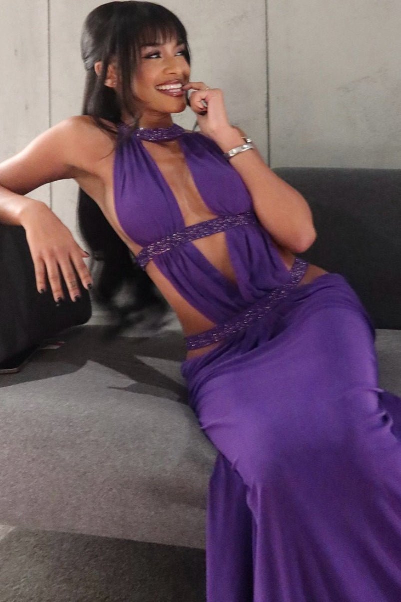 Isolde Maxikleid mit Raffungen und Cut-outs