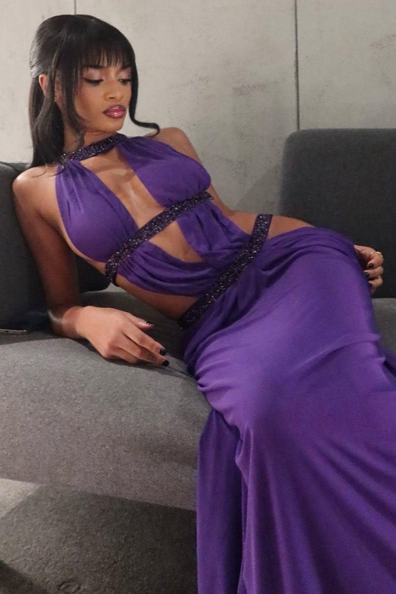 Isolde Maxikleid mit Raffungen und Cut-outs