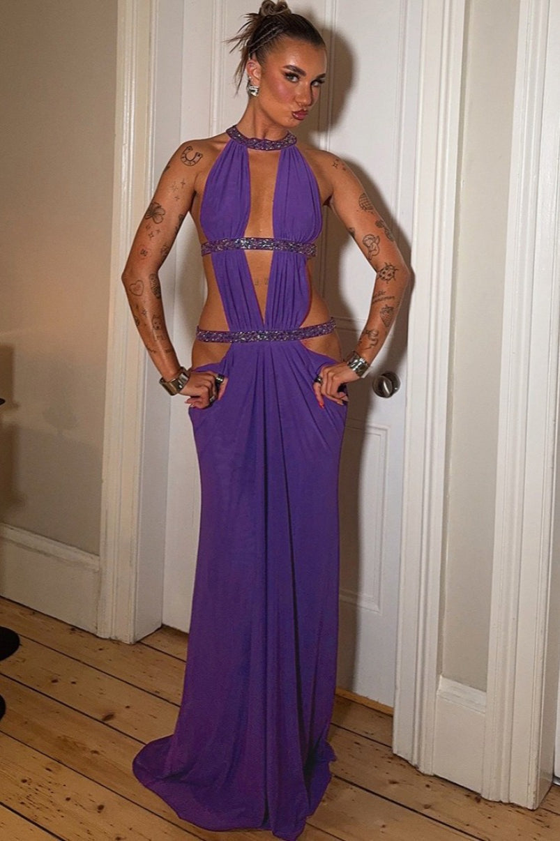 Isolde Maxikleid mit Raffungen und Cut-outs