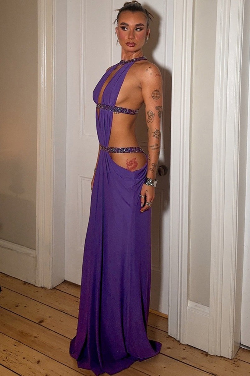 Isolde Maxikleid mit Raffungen und Cut-outs