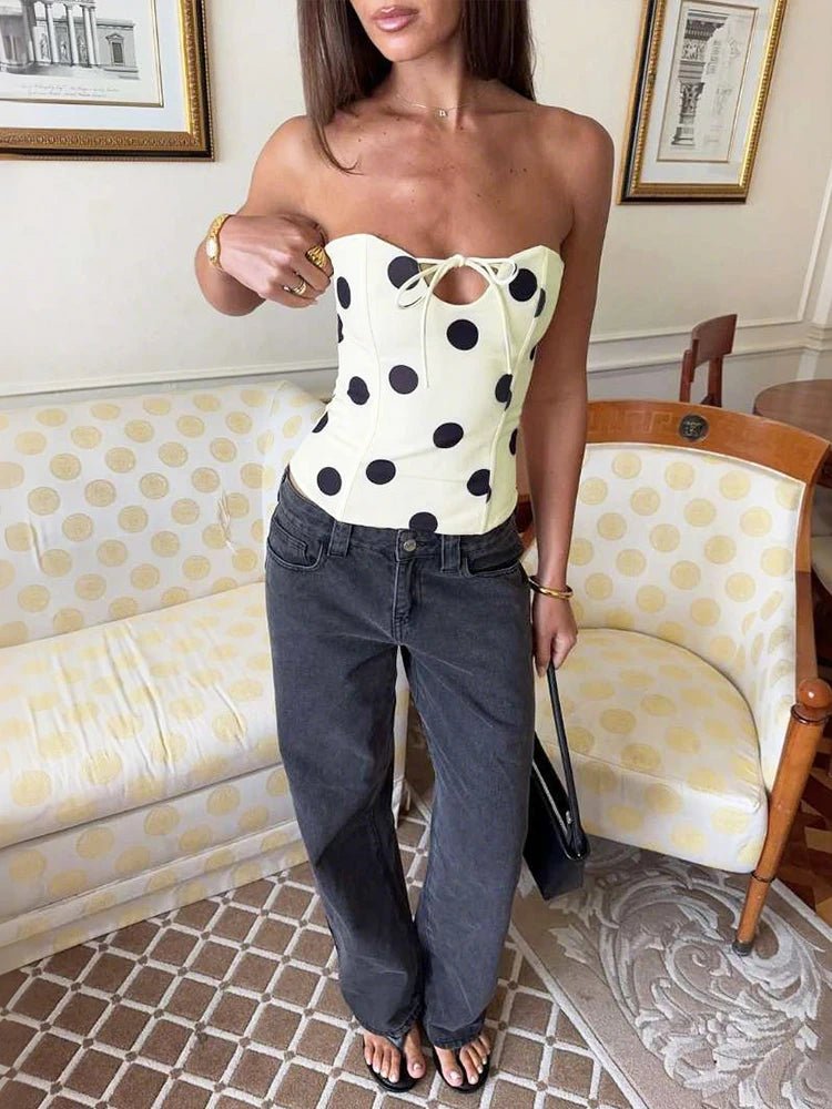 Jaida trägerloses Top mit Polka-Dot-Muster
