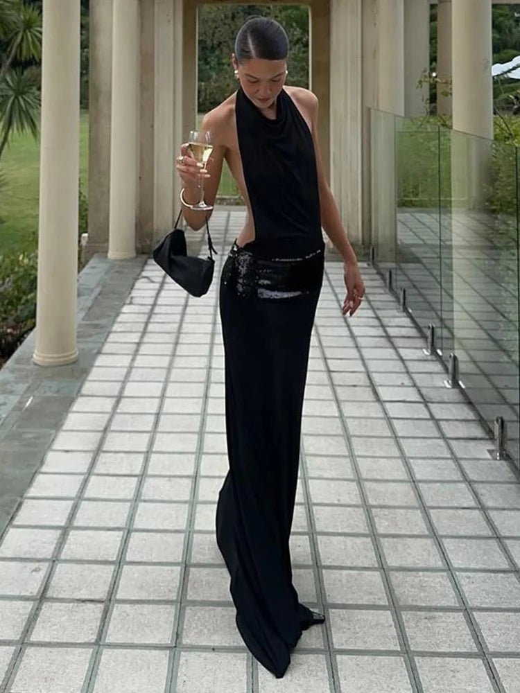 Jane drapiertes Neckholder-Maxikleid
