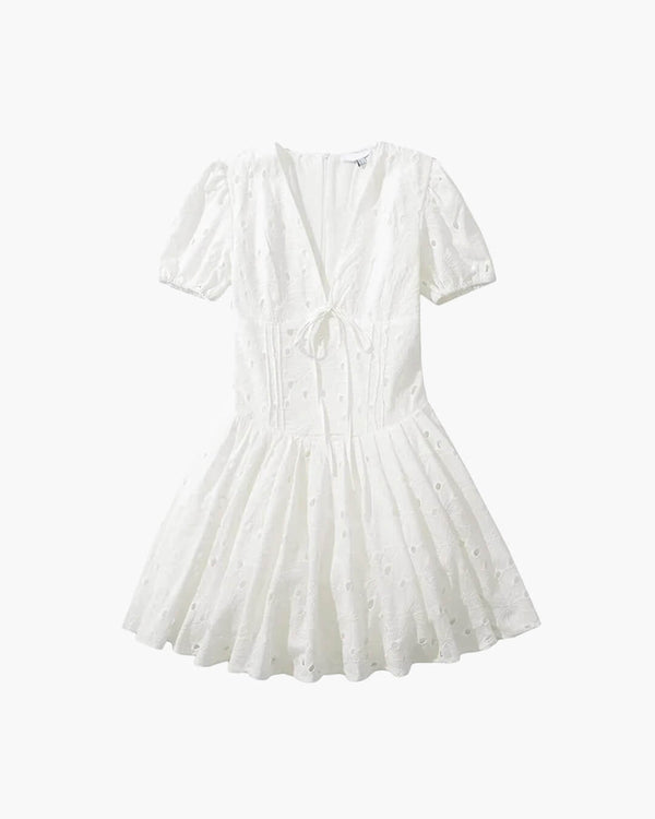 Jane Minikleid mit Puffärmeln und Stickerei