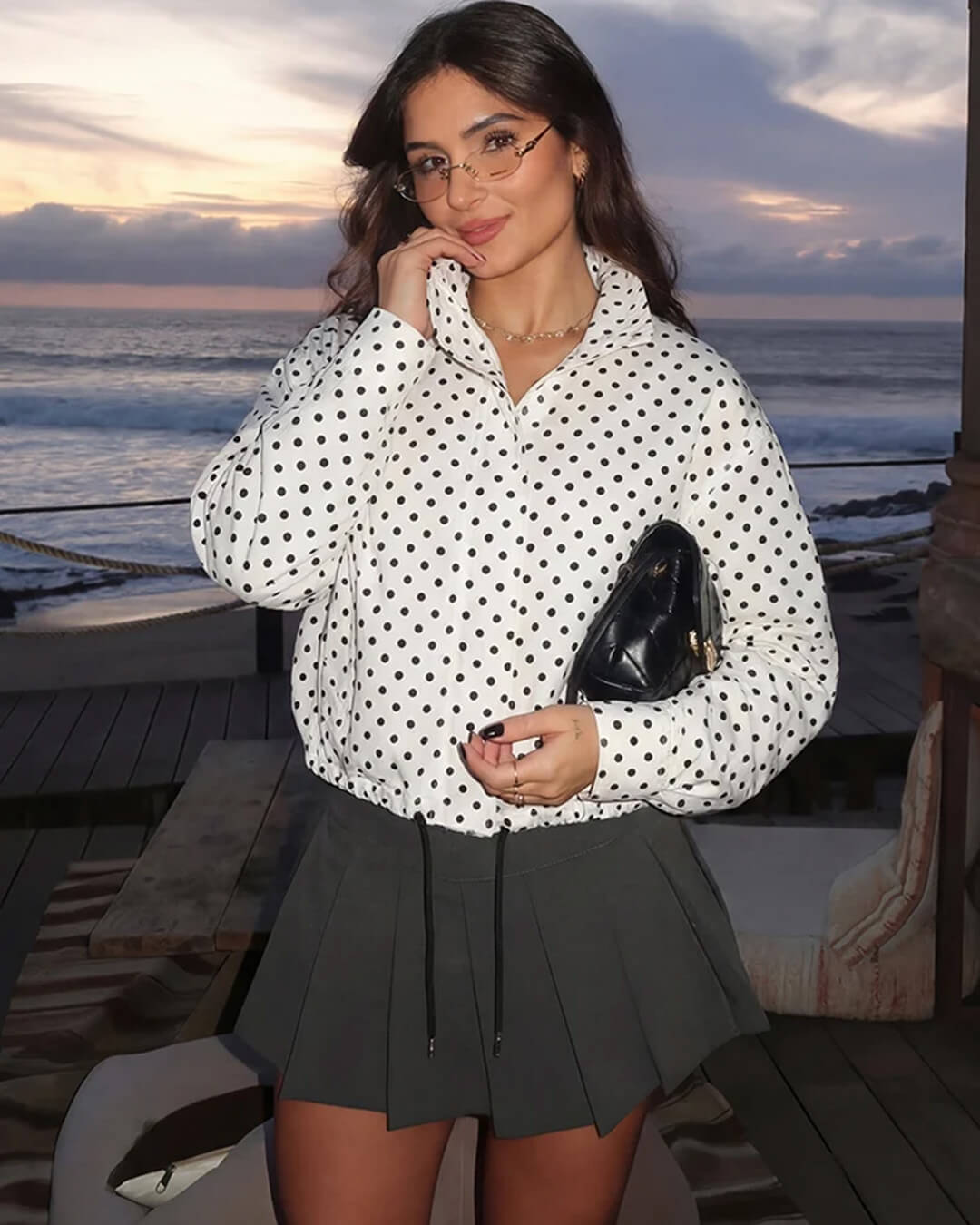 Jacke „Janelle“ mit Stehkragen und Kordelzug