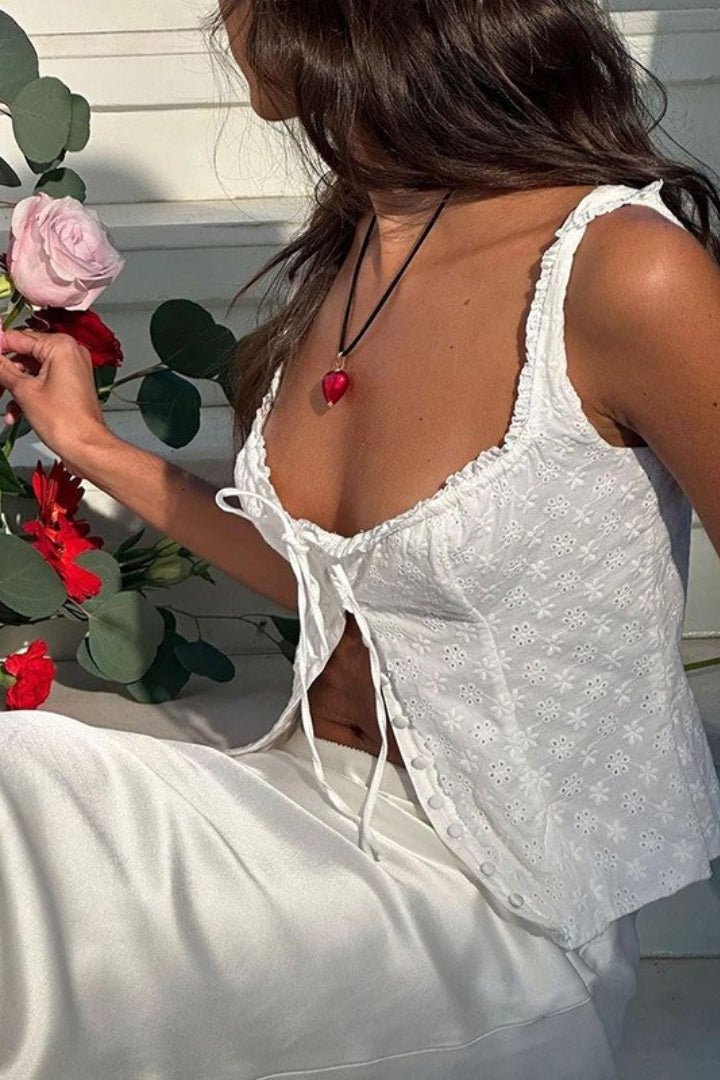 Geblümtes Jacquard-Spitzen-Tanktop „Janna“