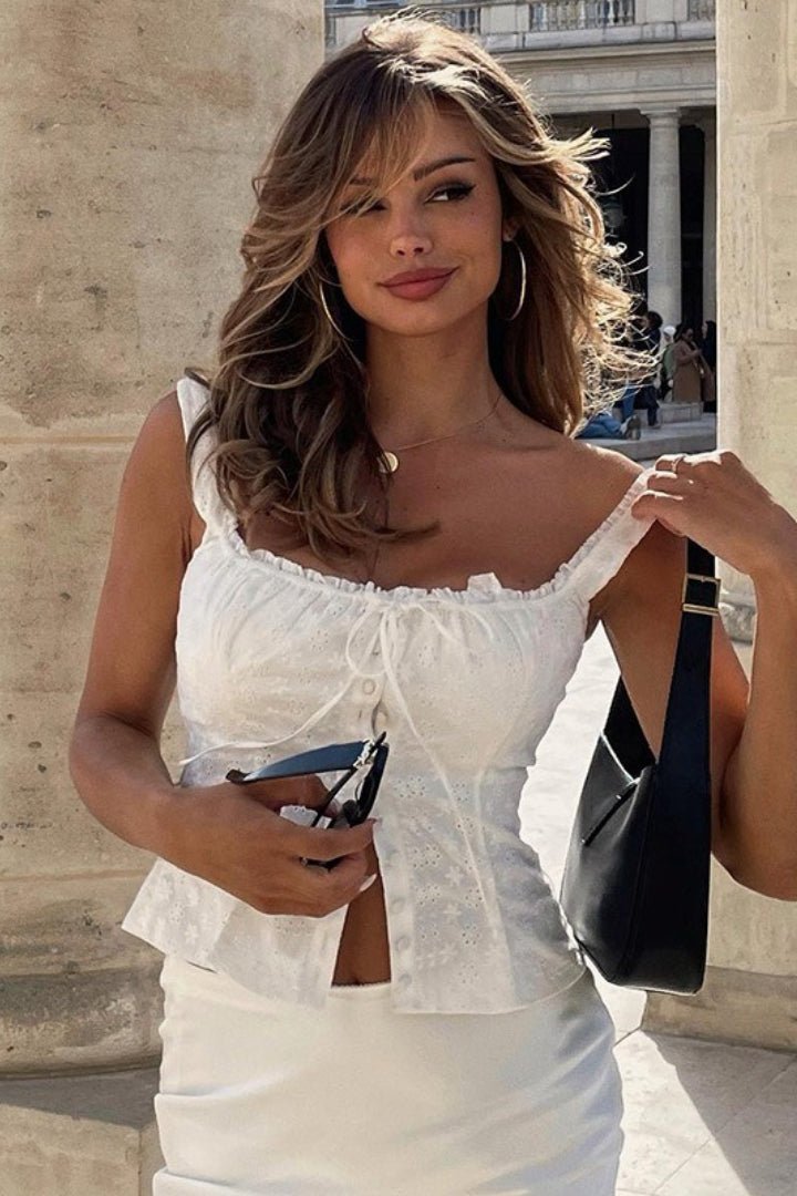 Geblümtes Jacquard-Spitzen-Tanktop „Janna“