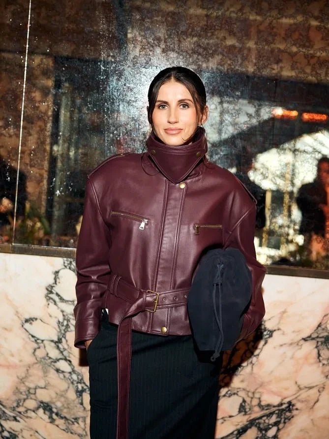Jaqueline Kunstlederjacke mit Gürtel