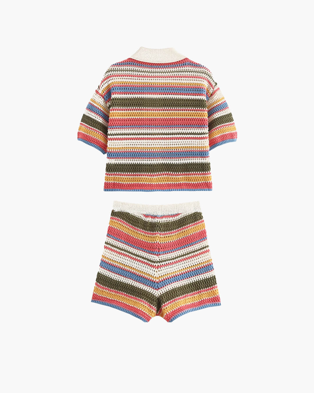 Jasmin Set aus gehäkeltem Crop-Pullover und Shorts