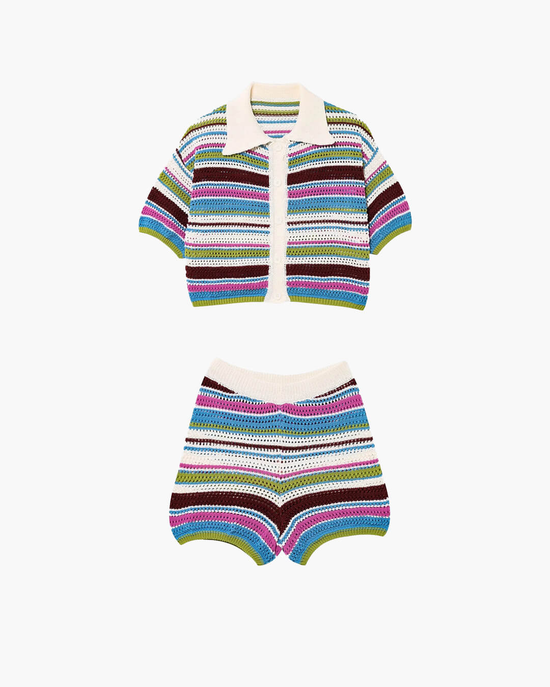 Jasmin Set aus gehäkeltem Crop-Pullover und Shorts