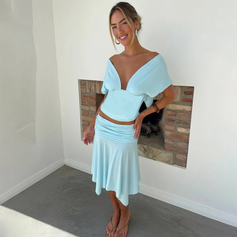 Jenna schulterfreies Top- und Rock-Set