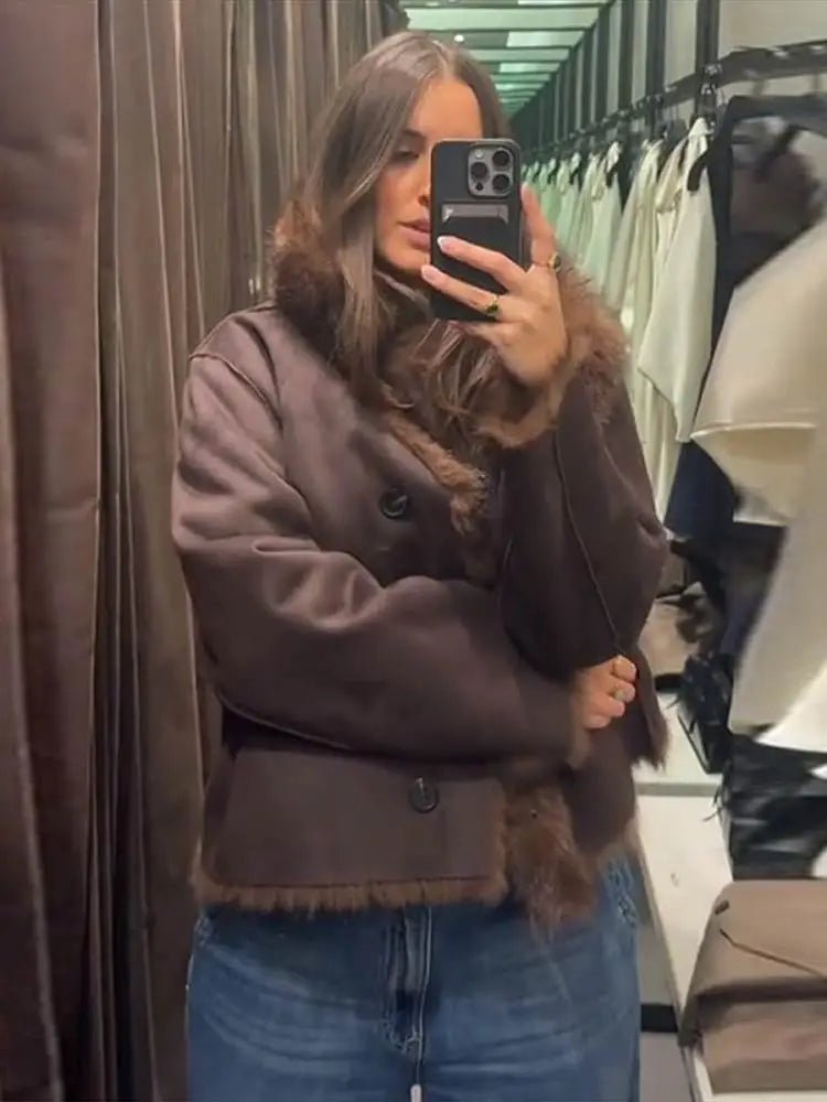 Jenny Wendejacke aus Kunstpelz und Leder